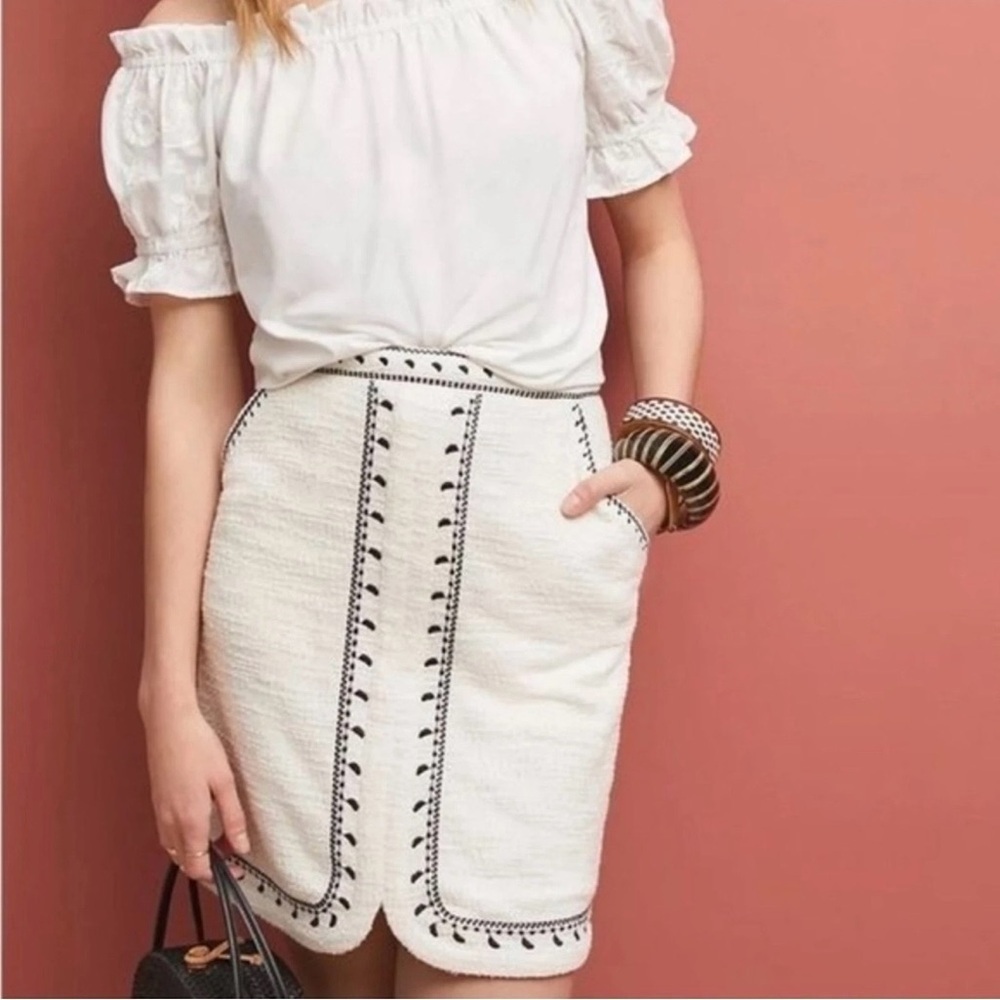 Anthropologie Dolan Left Coast Black and White Textured Mini Skirt Size Dmall